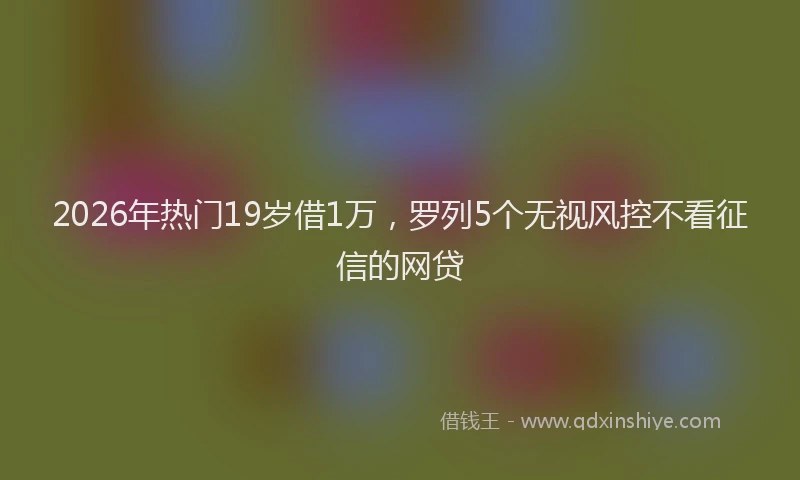 2026年热门19岁借1万，罗列5个无视风控不看征信的网贷