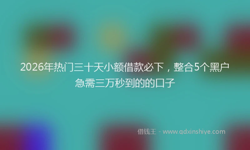 2026年热门三十天小额借款必下，整合5个黑户急需三万秒到的的口子