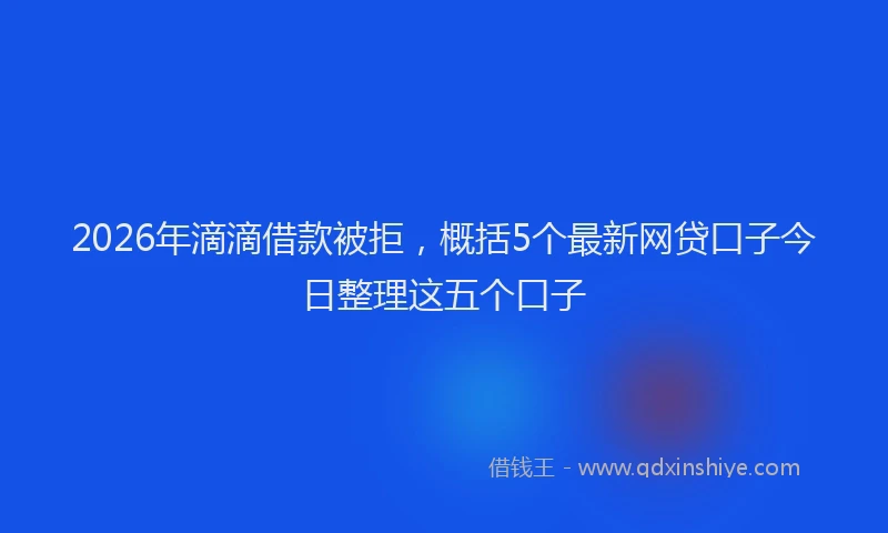 2026年滴滴借款被拒，概括5个最新网贷口子今日整理这五个口子