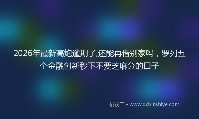 2026年最新高炮逾期了,还能再借别家吗，罗列五个金融创新秒下不要芝麻分的口子