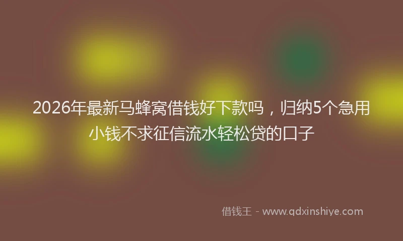 2026年最新马蜂窝借钱好下款吗，归纳5个急用小钱不求征信流水轻松贷的口子