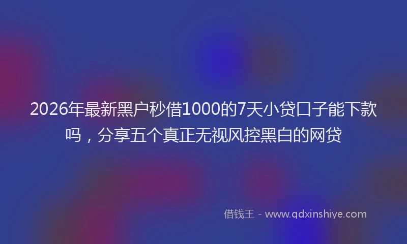2026年最新黑户秒借1000的7天小贷口子能下款吗，分享五个真正无视风控黑白的网贷