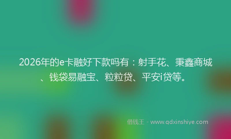 2026年的e卡融好下款吗有：射手花、秉鑫商城、钱袋易融宝、粒粒贷、平安i贷等。