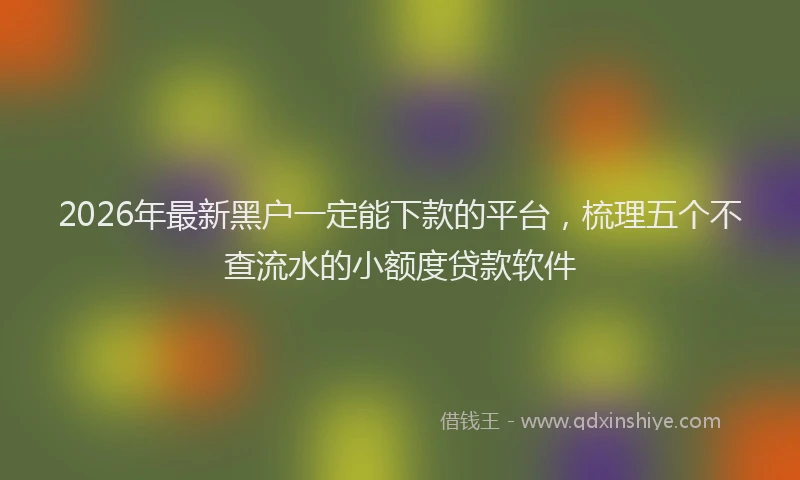 2026年最新黑户一定能下款的平台，梳理五个不查流水的小额度贷款软件