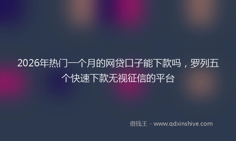 2026年热门一个月的网贷口子能下款吗，罗列五个快速下款无视征信的平台