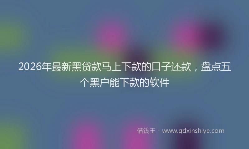 2026年最新黑贷款马上下款的口子还款，盘点五个黑户能下款的软件