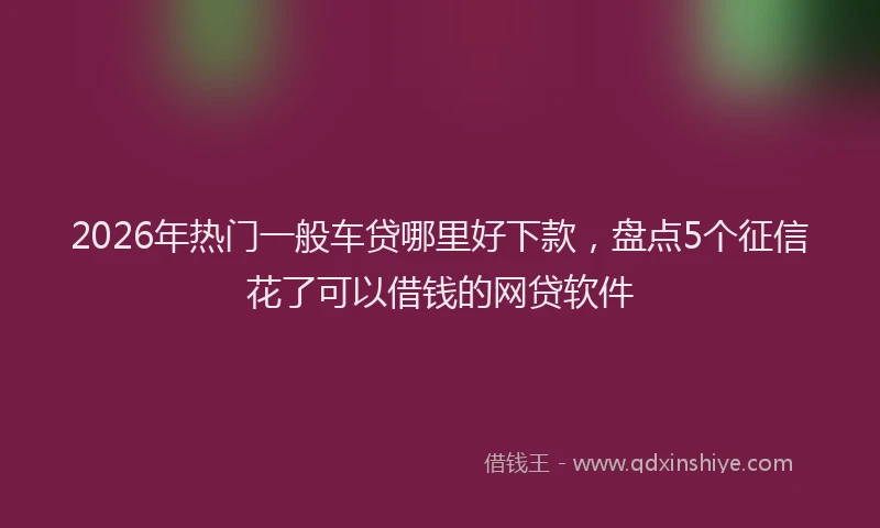 2026年热门一般车贷哪里好下款，盘点5个征信花了可以借钱的网贷软件