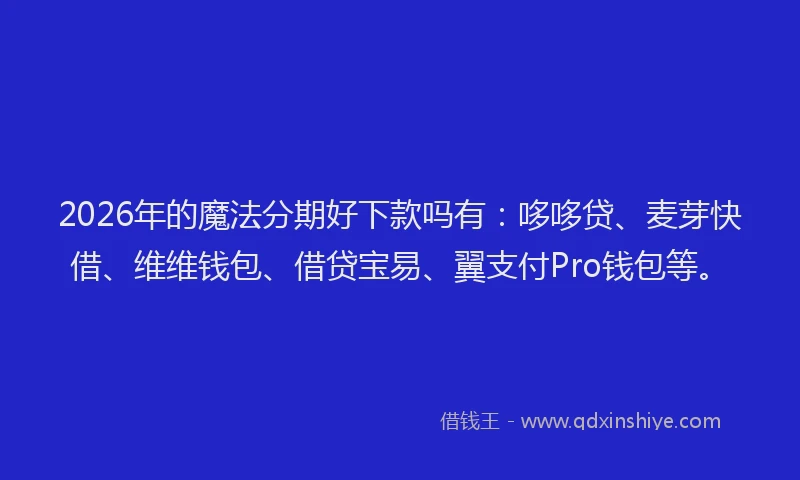 2026年的魔法分期好下款吗有：哆哆贷、麦芽快借、维维钱包、借贷宝易、翼支付Pro钱包等。