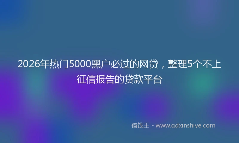 2026年热门5000黑户必过的网贷，整理5个不上征信报告的贷款平台