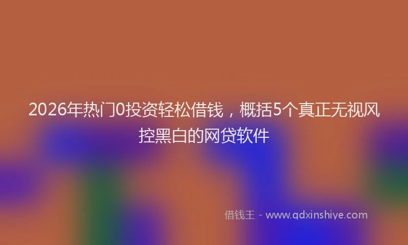 2026年热门0投资轻松借钱，概括5个真正无视风控黑白的网贷软件