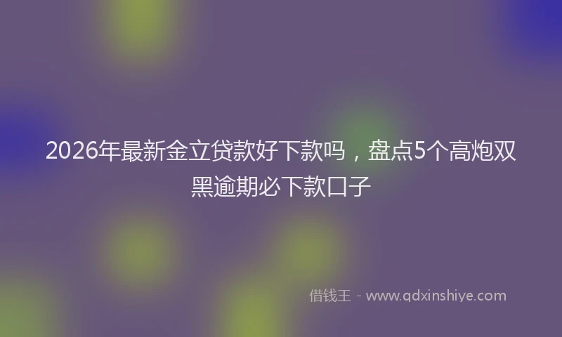 2026年最新金立贷款好下款吗，盘点5个高炮双黑逾期必下款口子