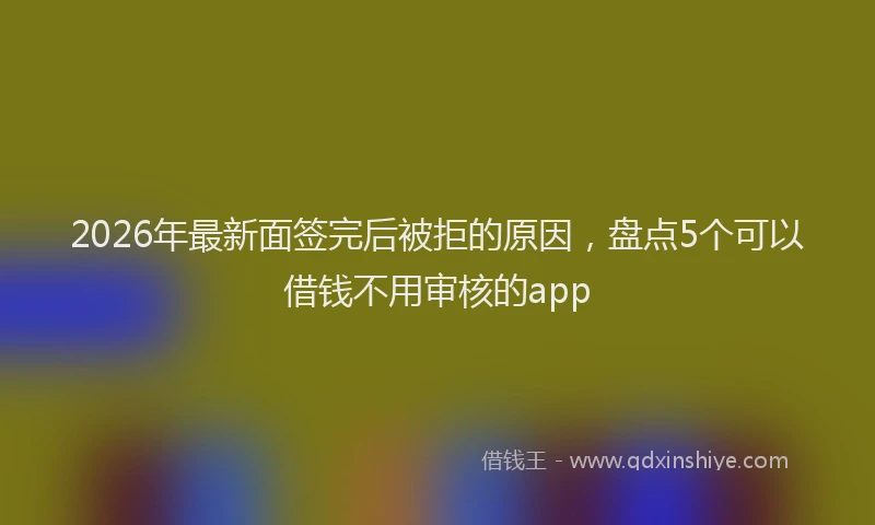 2026年最新面签完后被拒的原因，盘点5个可以借钱不用审核的app