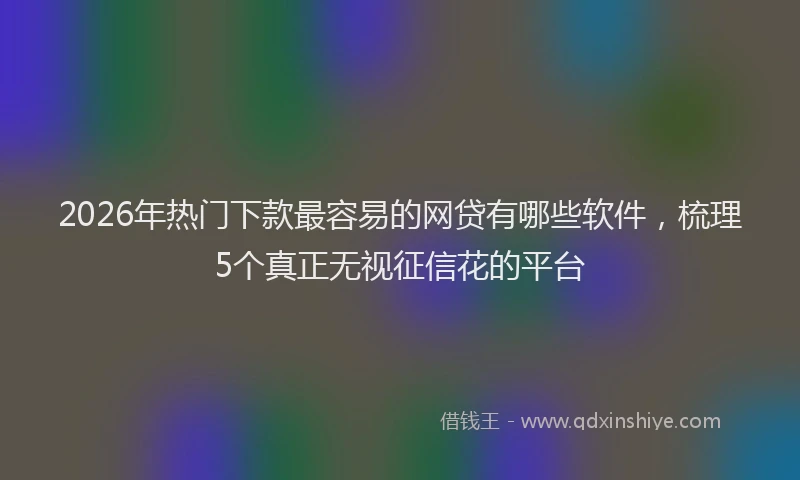 2026年热门下款最容易的网贷有哪些软件，梳理5个真正无视征信花的平台