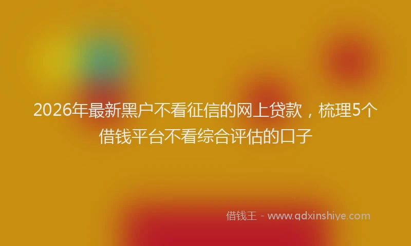 2026年最新黑户不看征信的网上贷款，梳理5个借钱平台不看综合评估的口子