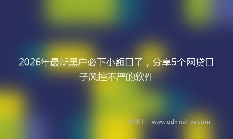 2026年最新黑户必下小额口子，分享5个网贷口子风控不严的软件