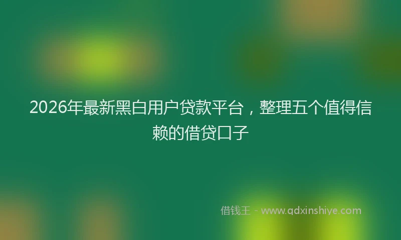 2026年最新黑白用户贷款平台，整理五个值得信赖的借贷口子