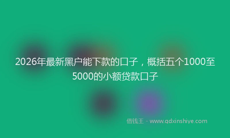2026年最新黑户能下款的口子，概括五个1000至5000的小额贷款口子