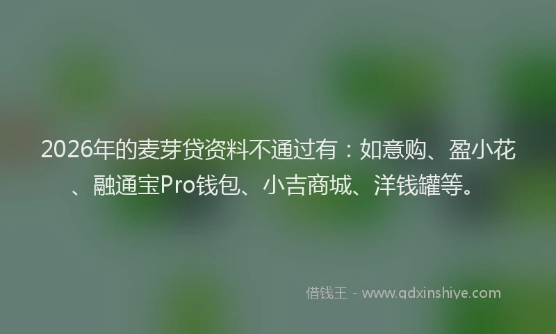 2026年的麦芽贷资料不通过有：如意购、盈小花、融通宝Pro钱包、小吉商城、洋钱罐等。