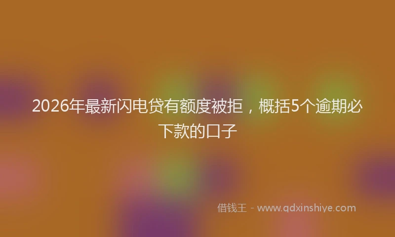 2026年最新闪电贷有额度被拒，概括5个逾期必下款的口子