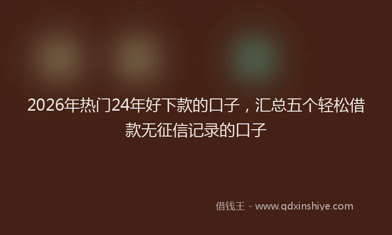 2026年热门24年好下款的口子，汇总五个轻松借款无征信记录的口子