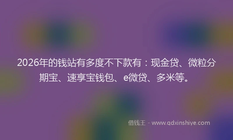 2026年的钱站有多度不下款有：现金贷、微粒分期宝、速享宝钱包、e微贷、多米等。