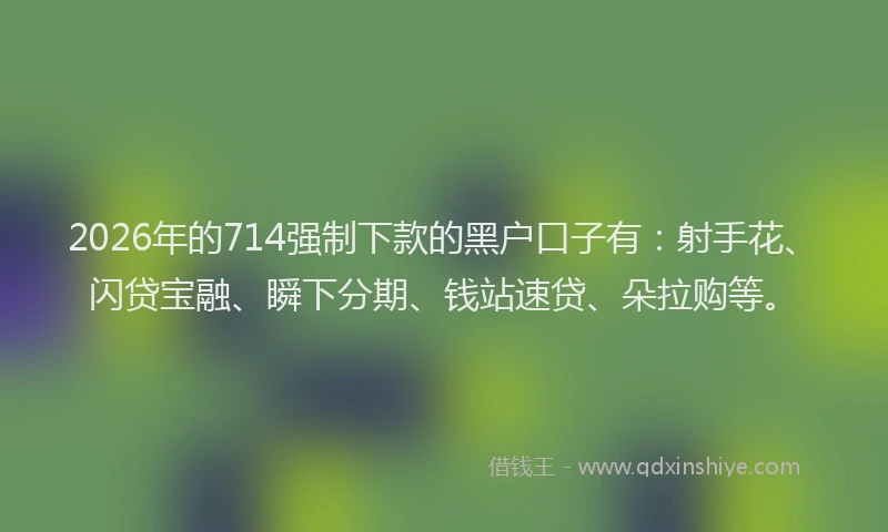 2026年的714强制下款的黑户口子有：射手花、闪贷宝融、瞬下分期、钱站速贷、朵拉购等。