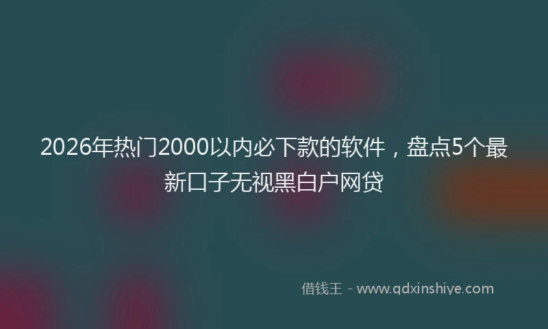 2026年热门2000以内必下款的软件，盘点5个最新口子无视黑白户网贷