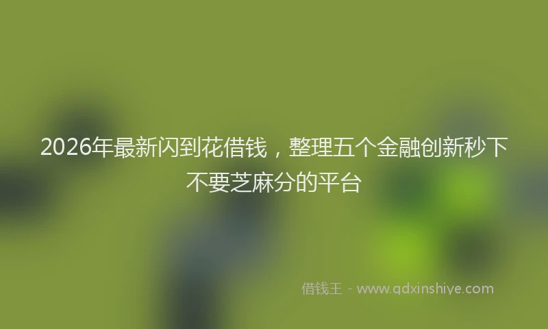 2026年最新闪到花借钱，整理五个金融创新秒下不要芝麻分的平台