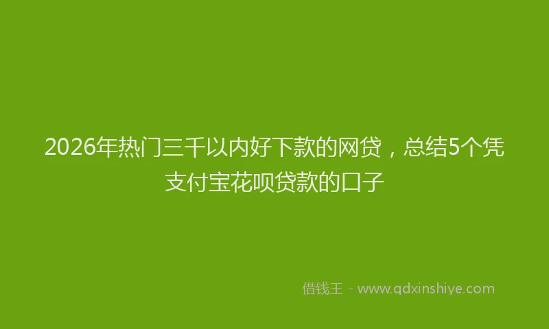 2026年热门三千以内好下款的网贷，总结5个凭支付宝花呗贷款的口子