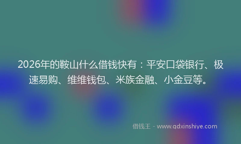 2026年的鞍山什么借钱快有：平安口袋银行、极速易购、维维钱包、米族金融、小金豆等。