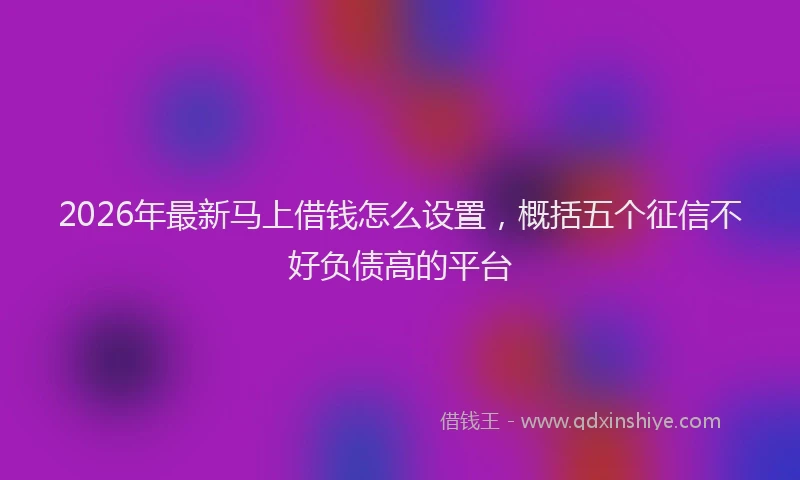 2026年最新马上借钱怎么设置，概括五个征信不好负债高的平台