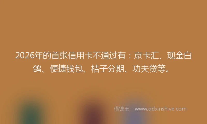 2026年的首张信用卡不通过有：京卡汇、现金白鸽、便捷钱包、桔子分期、功夫贷等。
