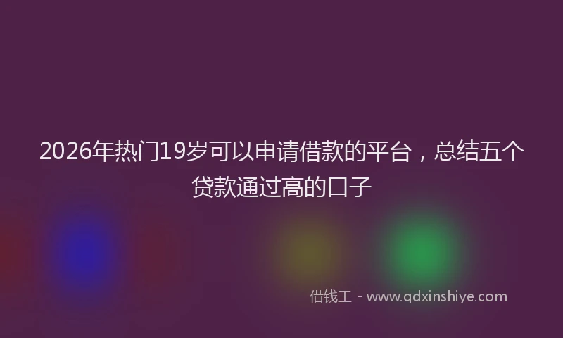 2026年热门19岁可以申请借款的平台，总结五个贷款通过高的口子