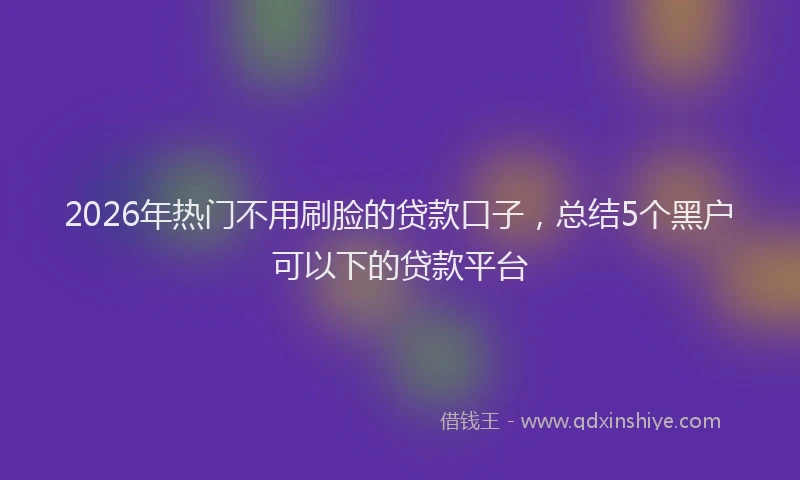 2026年热门不用刷脸的贷款口子，总结5个黑户可以下的贷款平台