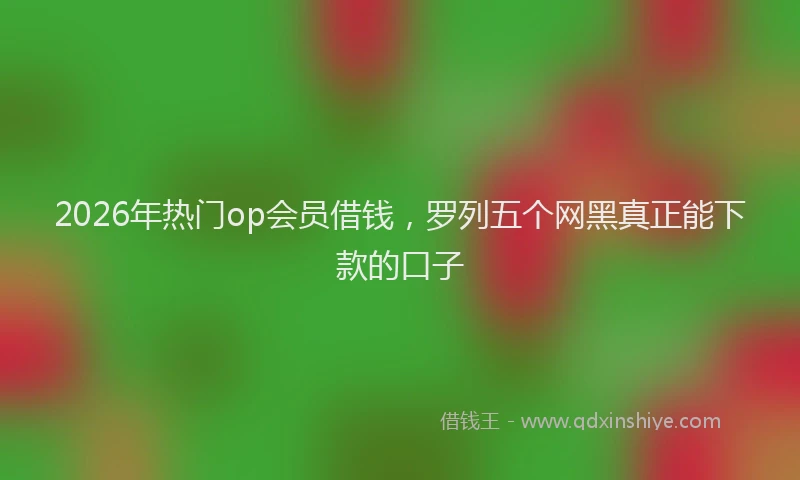 2026年热门op会员借钱，罗列五个网黑真正能下款的口子