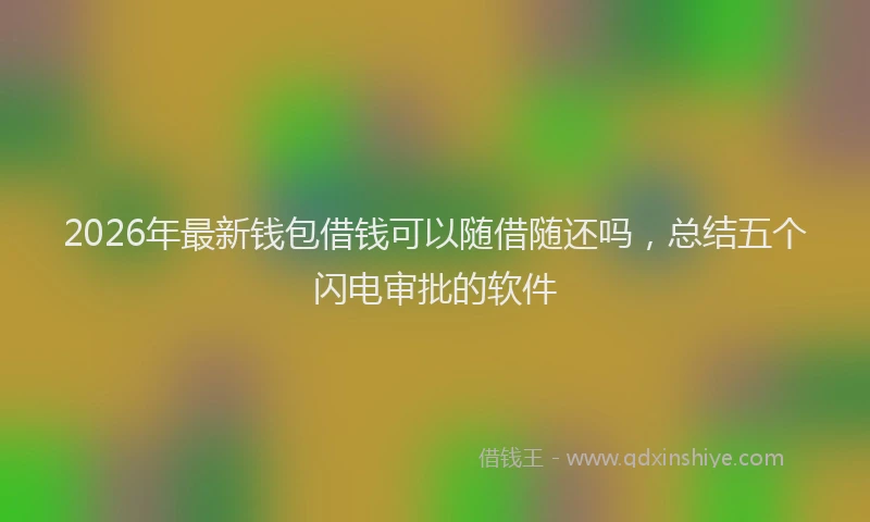 2026年最新钱包借钱可以随借随还吗，总结五个闪电审批的软件