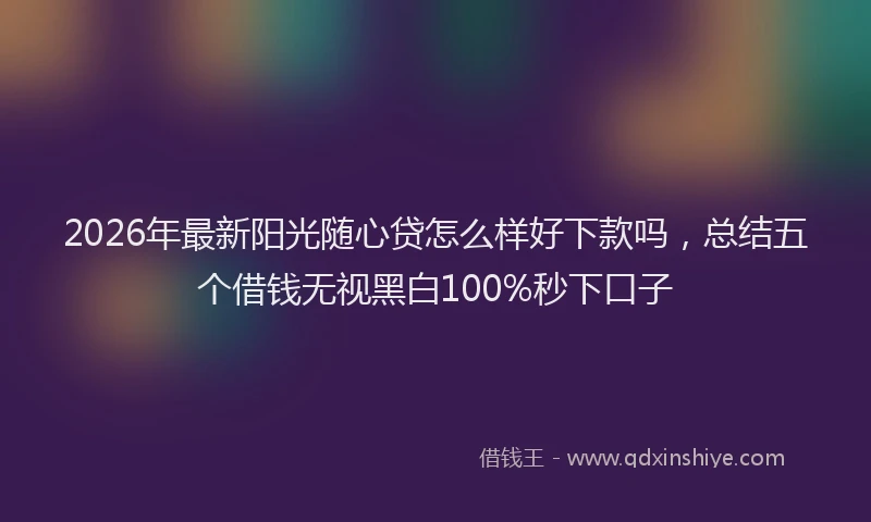 2026年最新阳光随心贷怎么样好下款吗，总结五个借钱无视黑白100%秒下口子