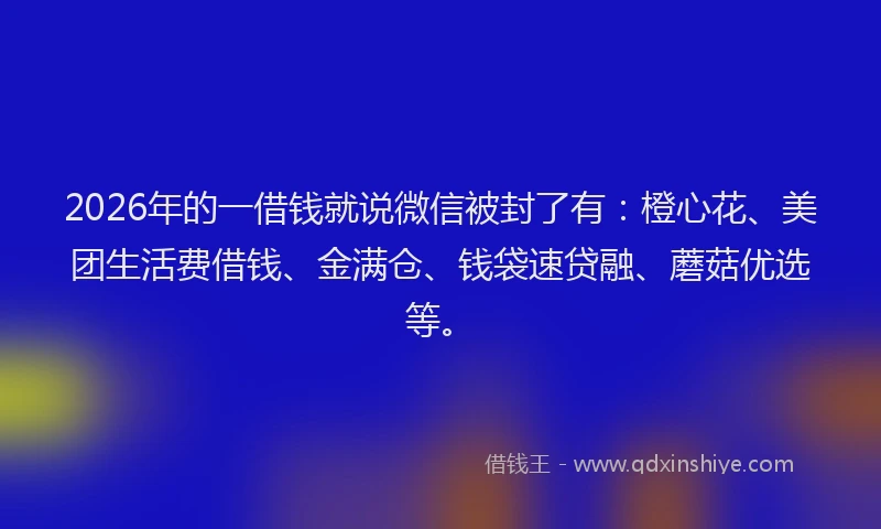 2026年的一借钱就说微信被封了有：橙心花、美团生活费借钱、金满仓、钱袋速贷融、蘑菇优选等。