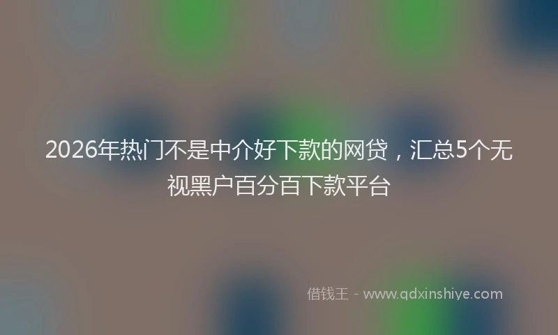 2026年热门不是中介好下款的网贷，汇总5个无视黑户百分百下款平台