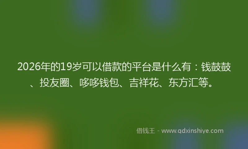 2026年的19岁可以借款的平台是什么有：钱鼓鼓、投友圈、哆哆钱包、吉祥花、东方汇等。