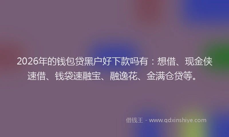 2026年的钱包贷黑户好下款吗有：想借、现金侠速借、钱袋速融宝、融逸花、金满仓贷等。