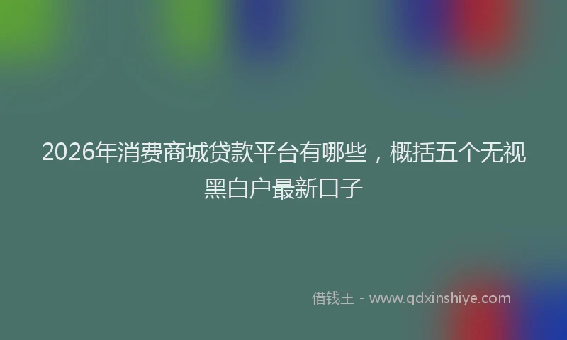 2026年消费商城贷款平台有哪些，概括五个无视黑白户最新口子