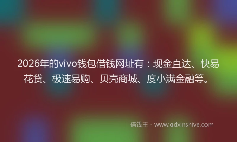 2026年的vivo钱包借钱网址有：现金直达、快易花贷、极速易购、贝壳商城、度小满金融等。