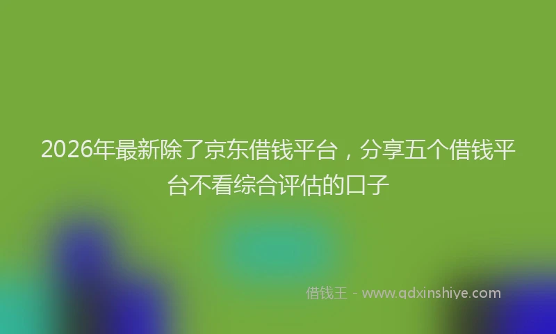 2026年最新除了京东借钱平台，分享五个借钱平台不看综合评估的口子