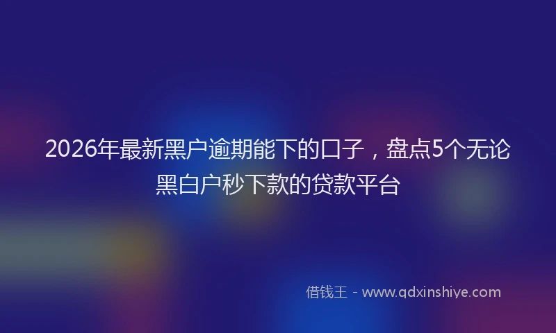 2026年最新黑户逾期能下的口子，盘点5个无论黑白户秒下款的贷款平台