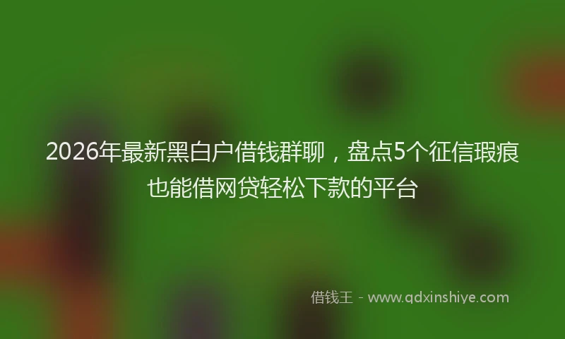 2026年最新黑白户借钱群聊，盘点5个征信瑕疵也能借网贷轻松下款的平台