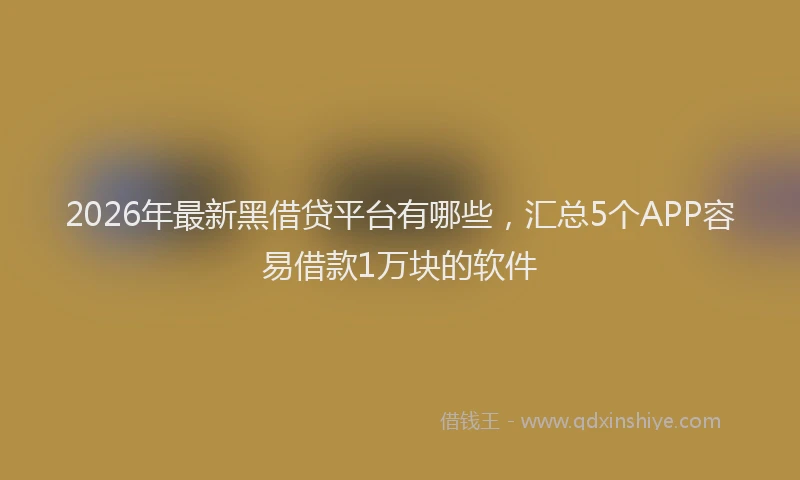 2026年最新黑借贷平台有哪些，汇总5个APP容易借款1万块的软件