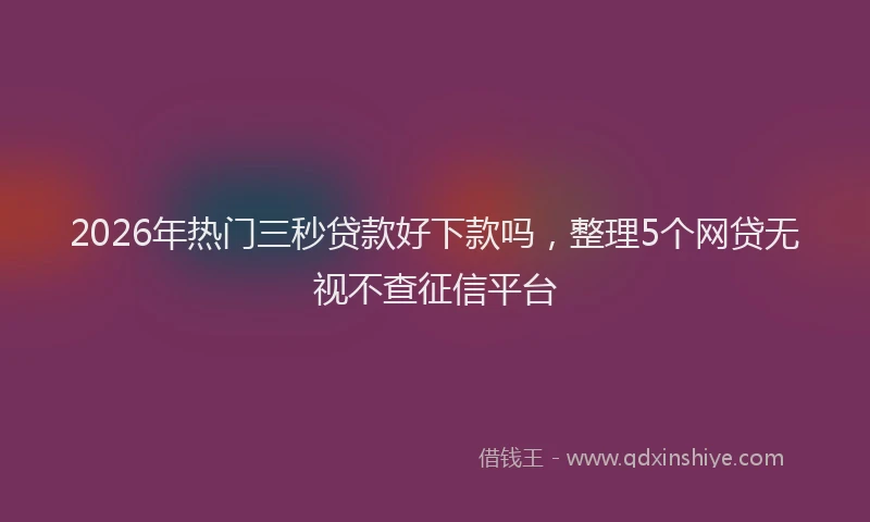 2026年热门三秒贷款好下款吗，整理5个网贷无视不查征信平台