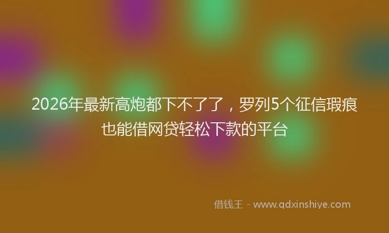 2026年最新高炮都下不了了，罗列5个征信瑕疵也能借网贷轻松下款的平台