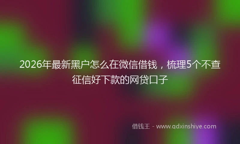 2026年最新黑户怎么在微信借钱，梳理5个不查征信好下款的网贷口子